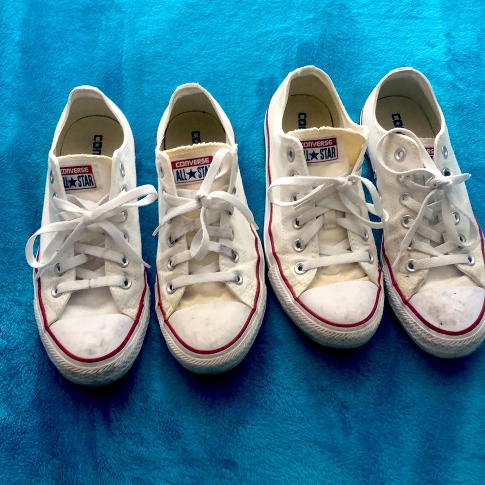 2 pairs of Used White Converse, Women’s size 8.